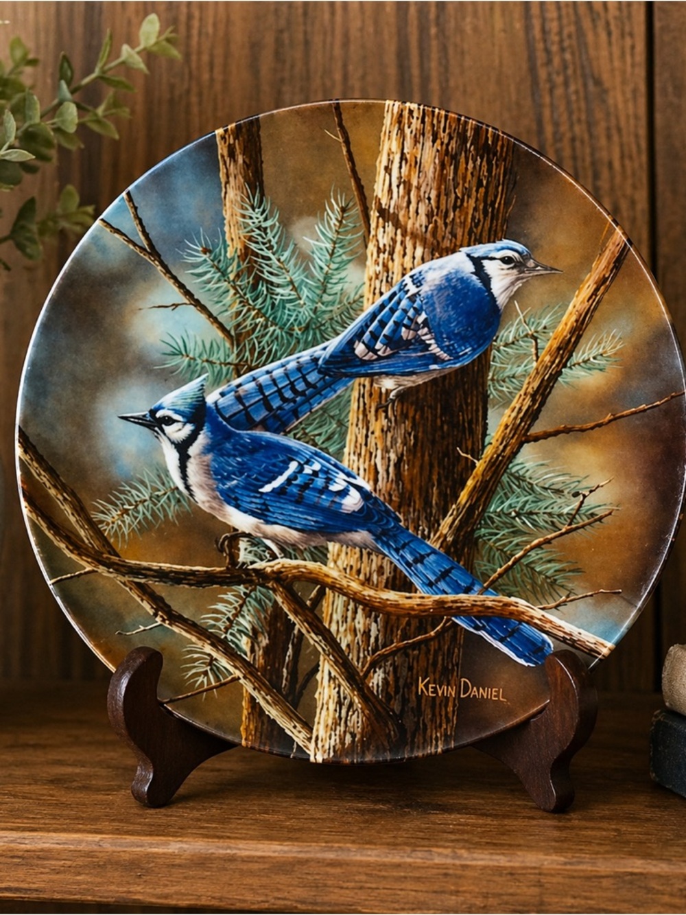 Kevin Daniel Blue Jay Collector Plate 1985 Knowles Birds Garden Series